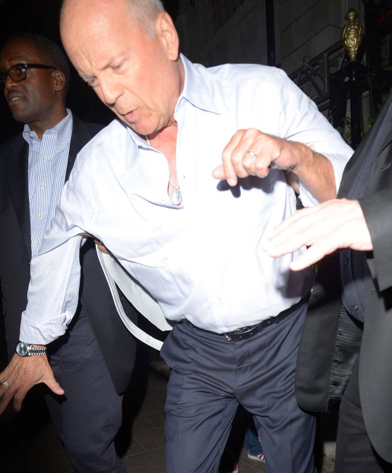 Bruce Willis Seen Leaving Annabel's private Members Club in Mayfair