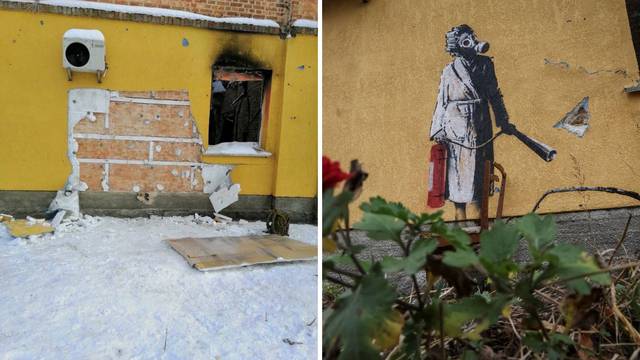 Odrezali dio ploče i žbuke, ali ih je ulovila policija. Htjeli ukrasti Banksyjev mural u Ukrajini
