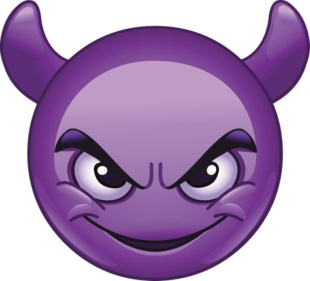 Smiling face with horns emoticon
