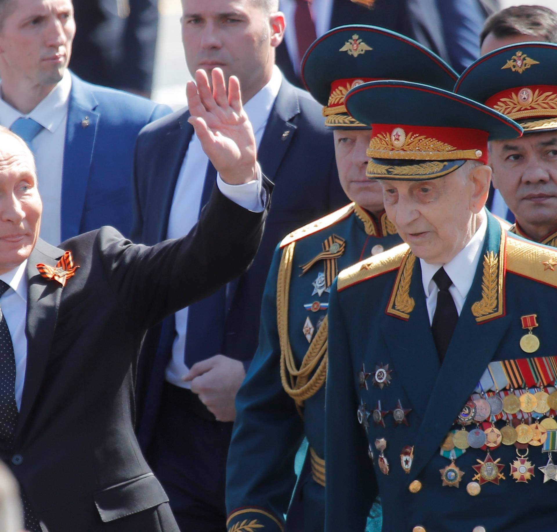 Russian President Vladimir Putin and  Defence Minister Sergei Shoigu attend the Victory Day parade at Red Square in Moscow