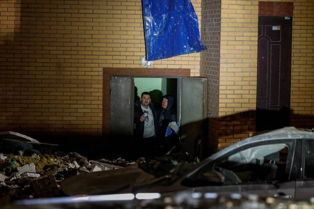 Aftermath of an overnight Russian drone and missile strike in Kyiv