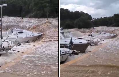 VIDEO Bujica potopila brodove u Tribunju i Sovlju: 'Ovo nije prvi put, voda sve nosi pred sobom'