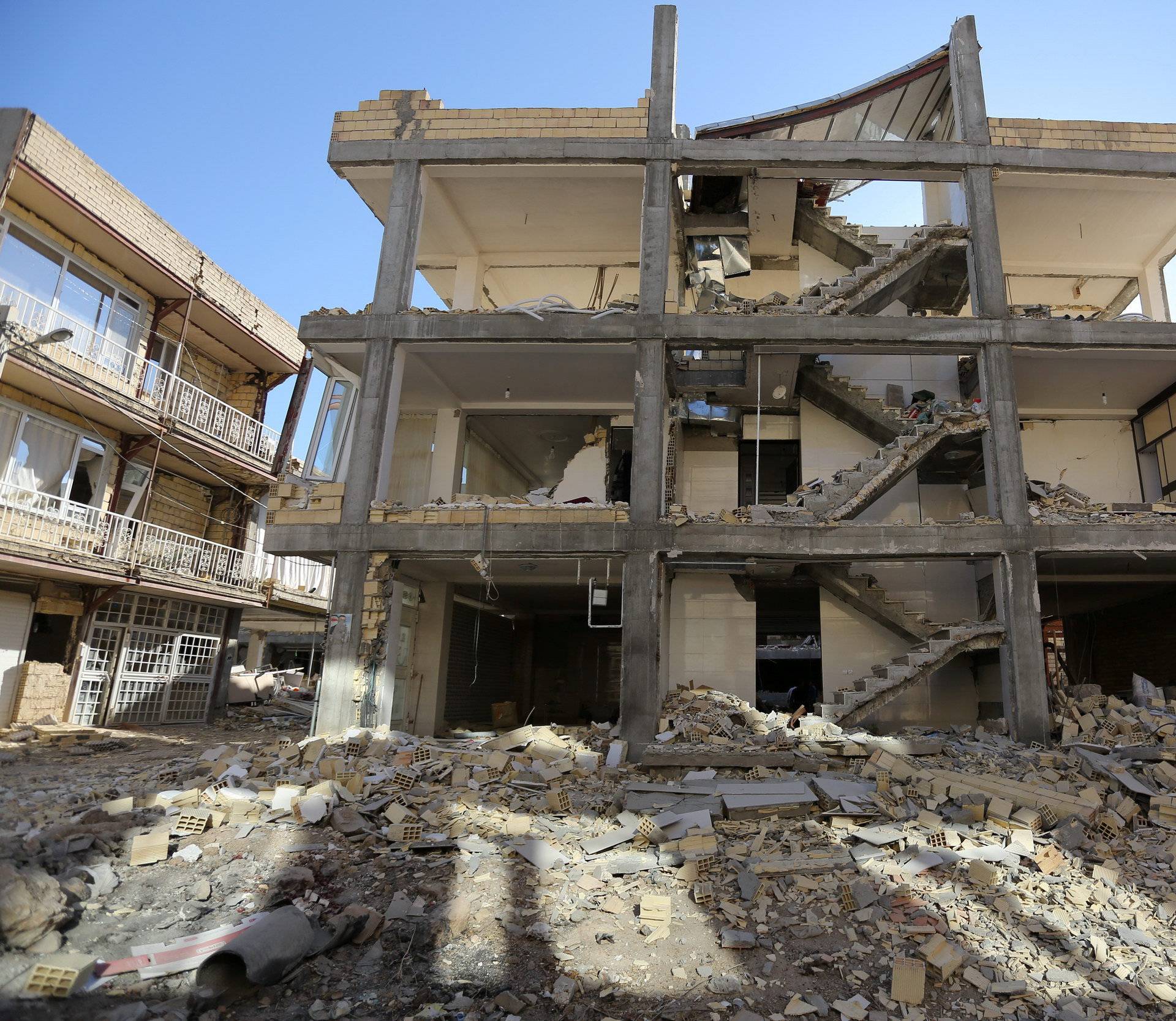 A damaged building is seen following an earthquake in Sarpol-e Zahab county in Kermanshah