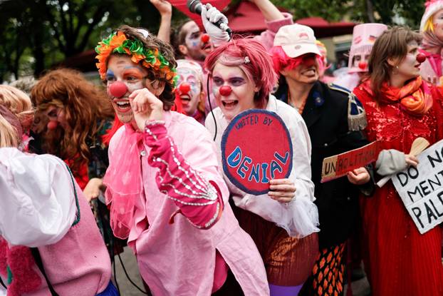 People protest against Eurovision and Israel's participation, in Vienna