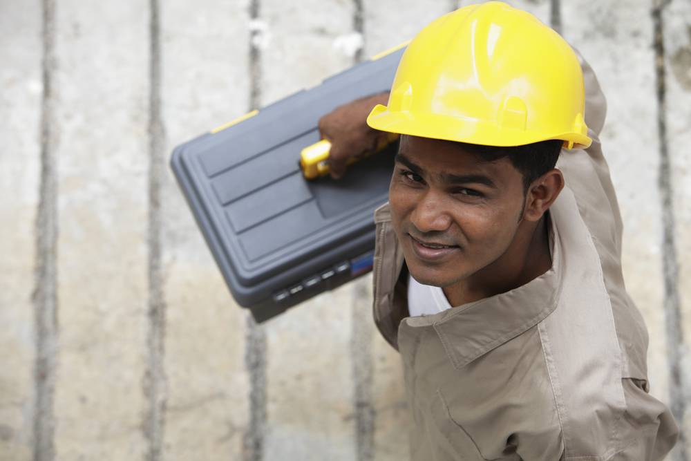 Top,View,Of,Man,Wearing,Construction,Hat