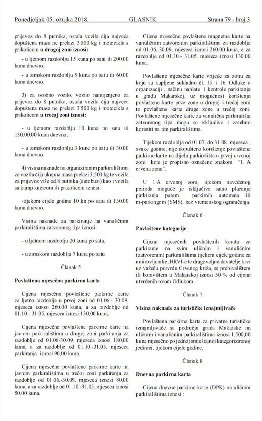 Objavili novi cjenik: Parking u Makarskoj  čak 20 kuna po satu