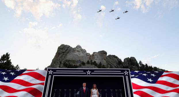 U.S. President Trump and first lady Melania Trump attend South Dakota