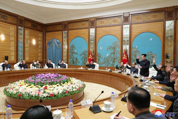 North Korean leader Kim Jong Un attends a meeting in Pyongyang