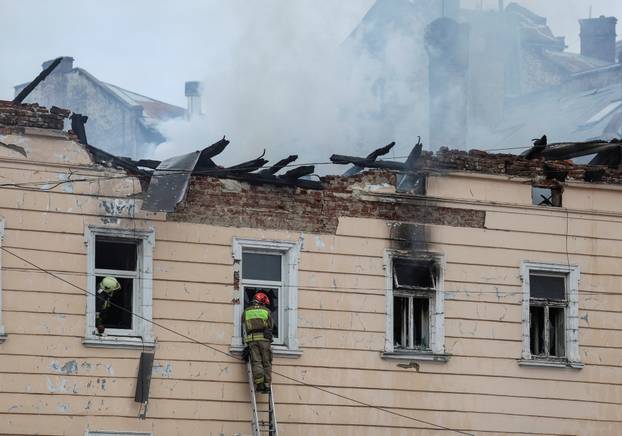Aftermath of a Russian drone strike in Lviv