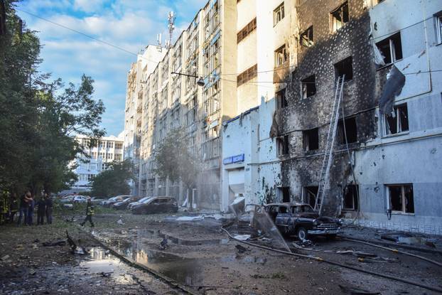 Aftermath of a Russian drone and missile attack in Lviv