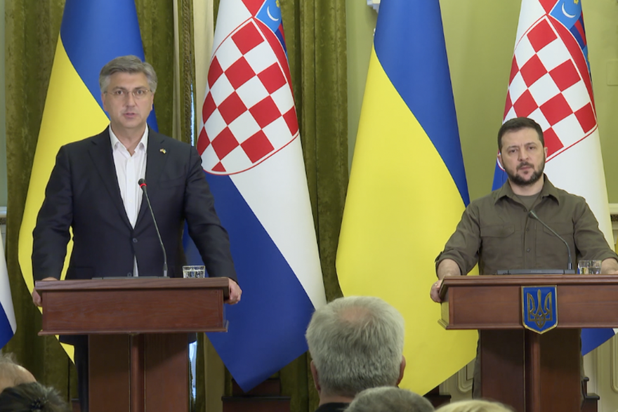 Plenković i Zelenski održali govor tijekom premijerovog posjeta ukrajinskoj prijestolnici