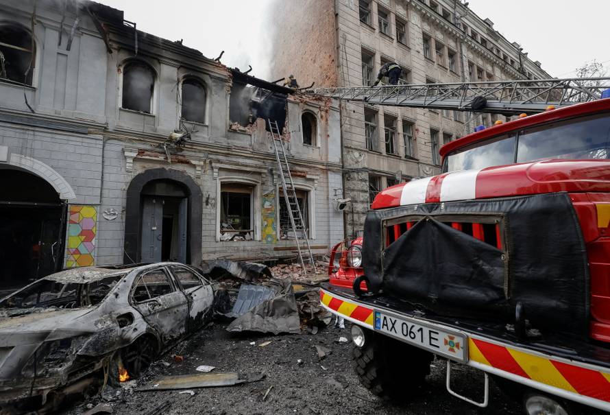 Aftermath of a Russian drone attack in Kharkiv