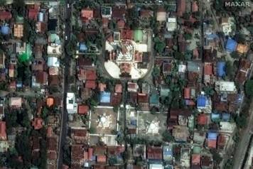 A satellite image shows the Ananda and Pindaya pagodas in Mandalay