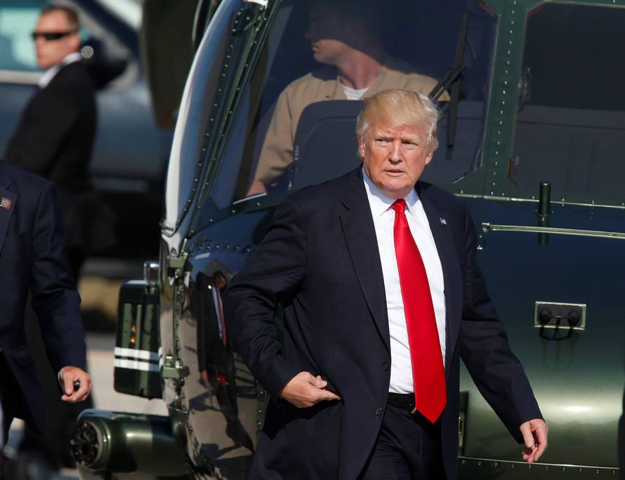 U.S. President Donald Trump is seen at the Naval Air Station Sigonella following the G7 Summit, in Sigonella, Sicily