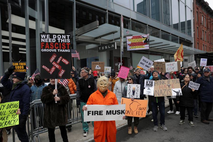 Tesla Protest in New York