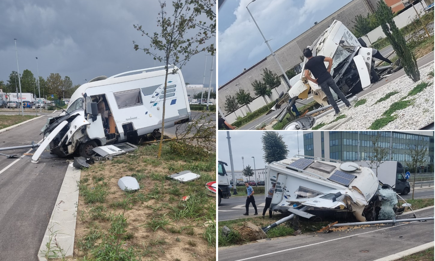 VIDEO Kako se iz ovoga izvukao bez ogrebotine?! Kamperom prepolovio stup u Zagrebu!