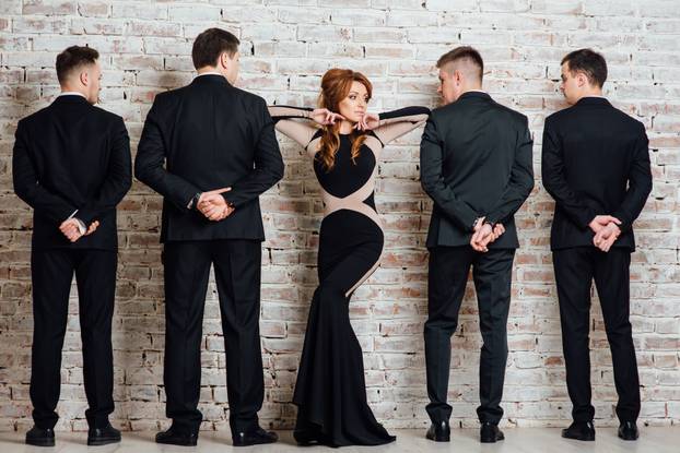 Mixed group of business men and woman