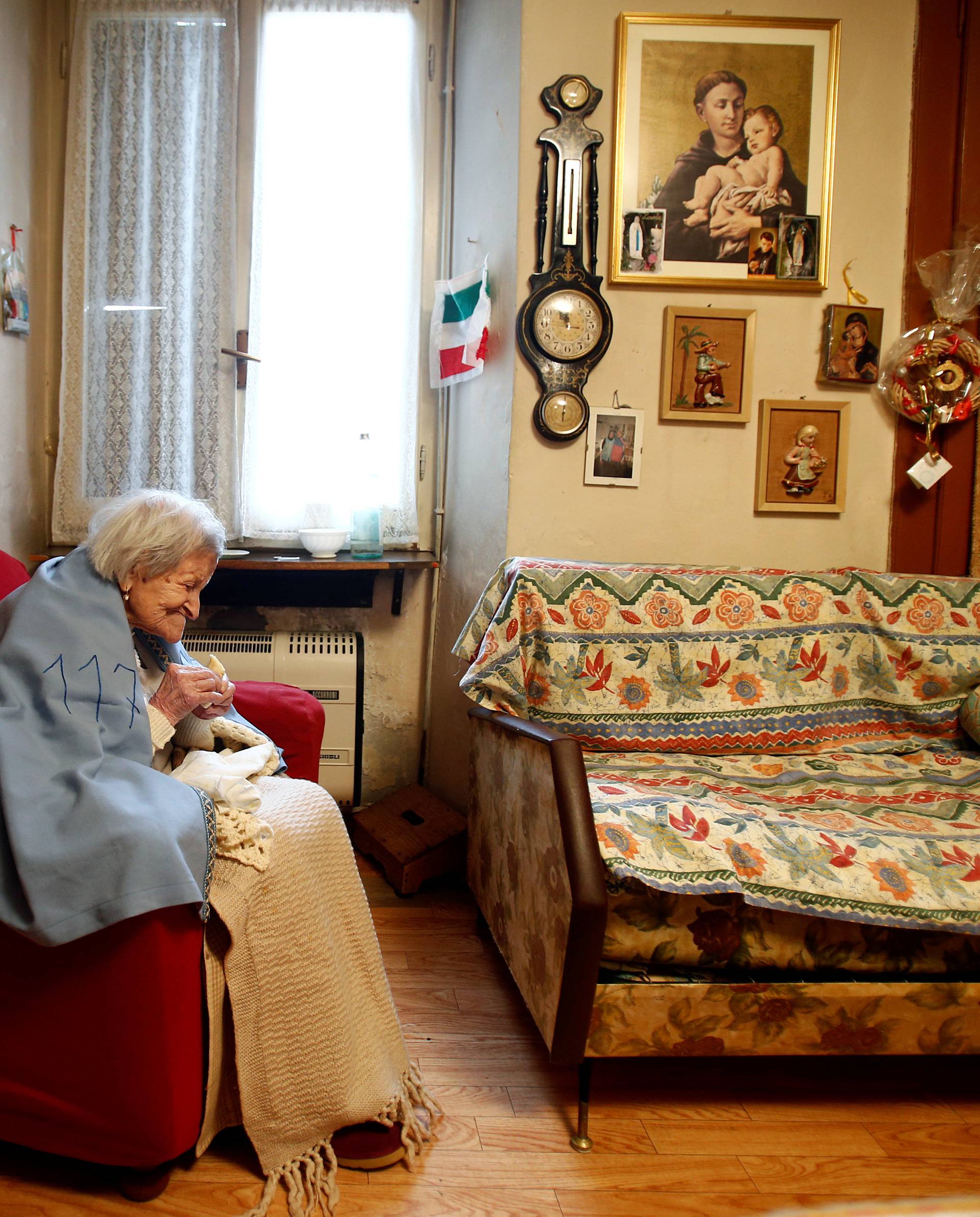 Emma Morano, thought to be the world's oldest person and the last to be born in the 1800s, is seen during her 117th birthday in her house in Verbania