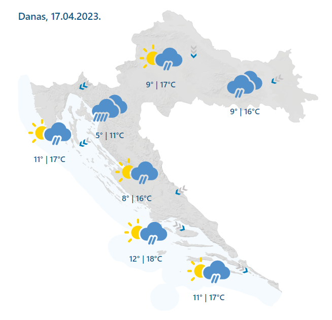Prevrtljivo proljeće: Oblaci, kiša i jak vjetar na Jadranu. Izdali upozorenje za dijelove zemlje