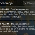 JESTE LI DOBILI OVU PORUKU? Zbog snijega i oluje ljudima je stigao alarm na mobitele!