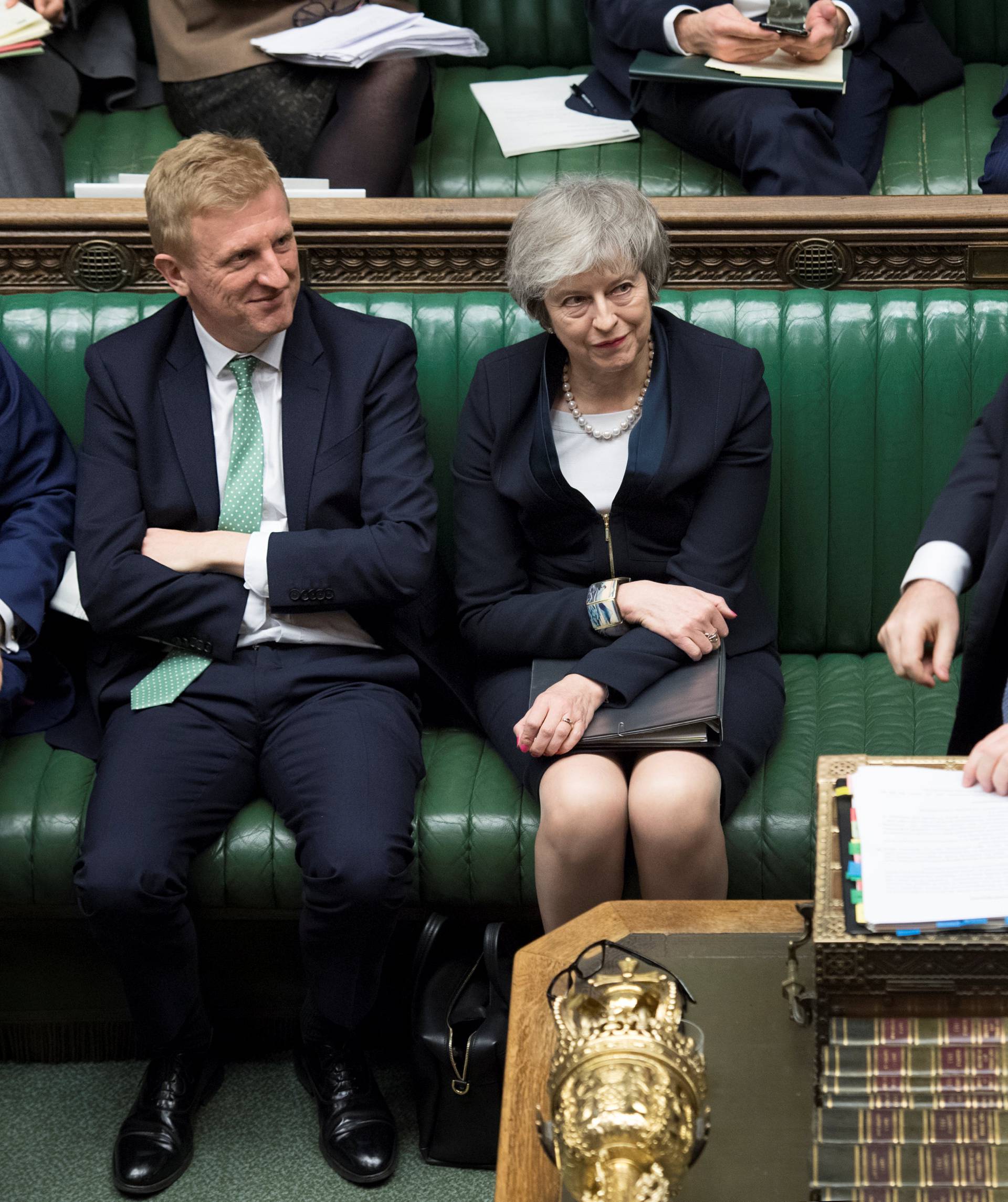 British Prime Minister Theresa May is seen in Parliament ahead of the vote on May's Brexit deal, in London