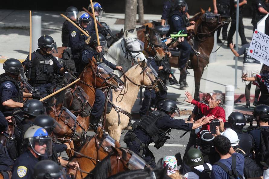 Protest against federal immigration sweeps, in Los Angeles