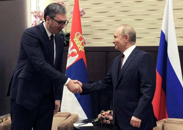 Russian President Putin meets with his Serbian counterpart Vucic in Sochi