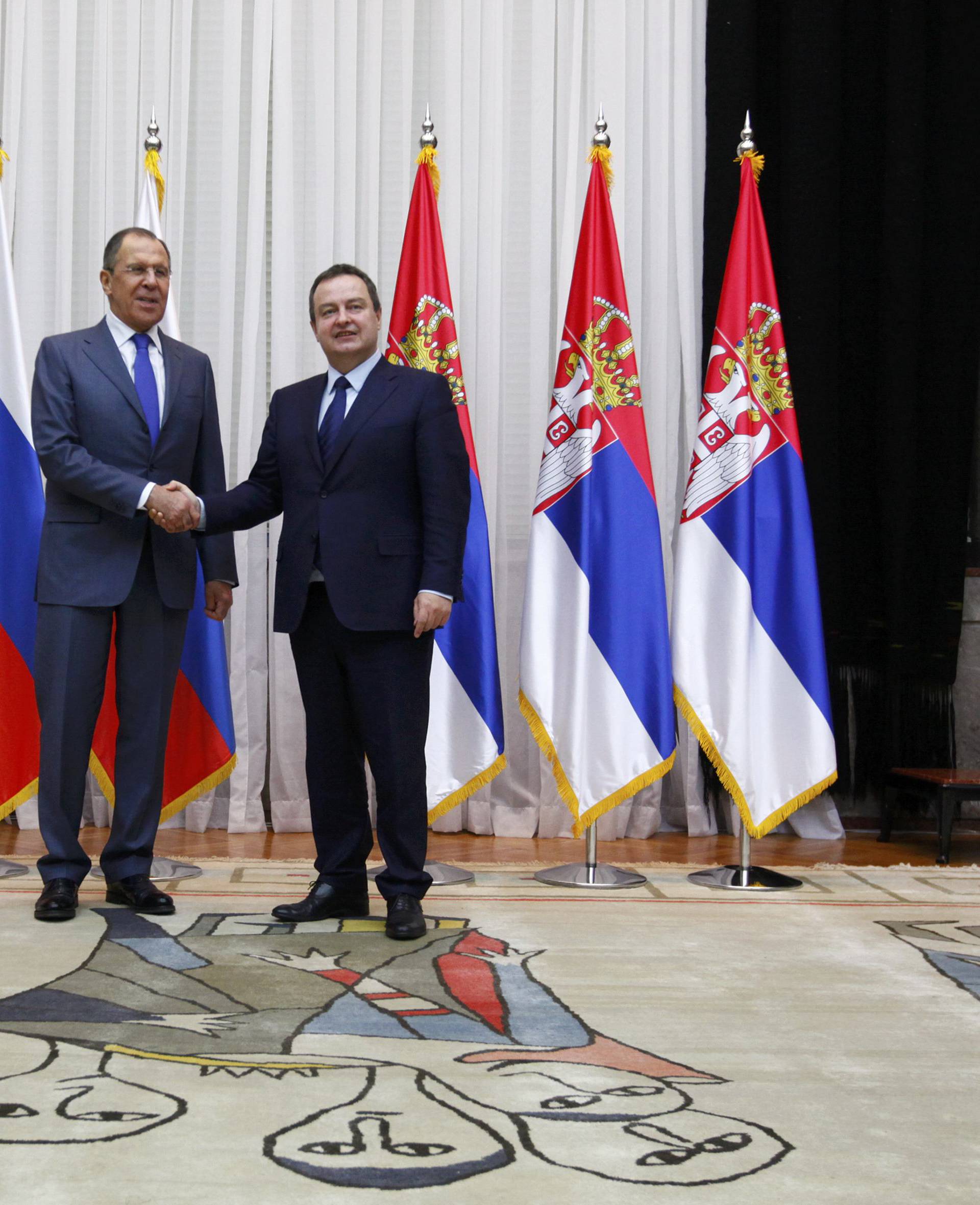 Serbian Foreign Minister Dacic welcomes his Russian counterpart Lavrov in Belgrade