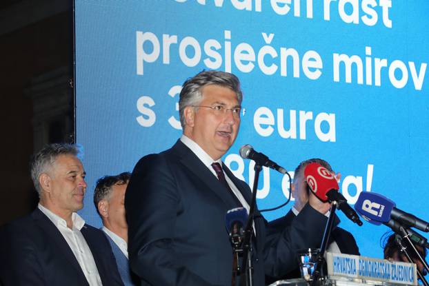 Rijeka: Premijer Plenković na predizbornom skupu HDZ-a i koalicijskih partnera