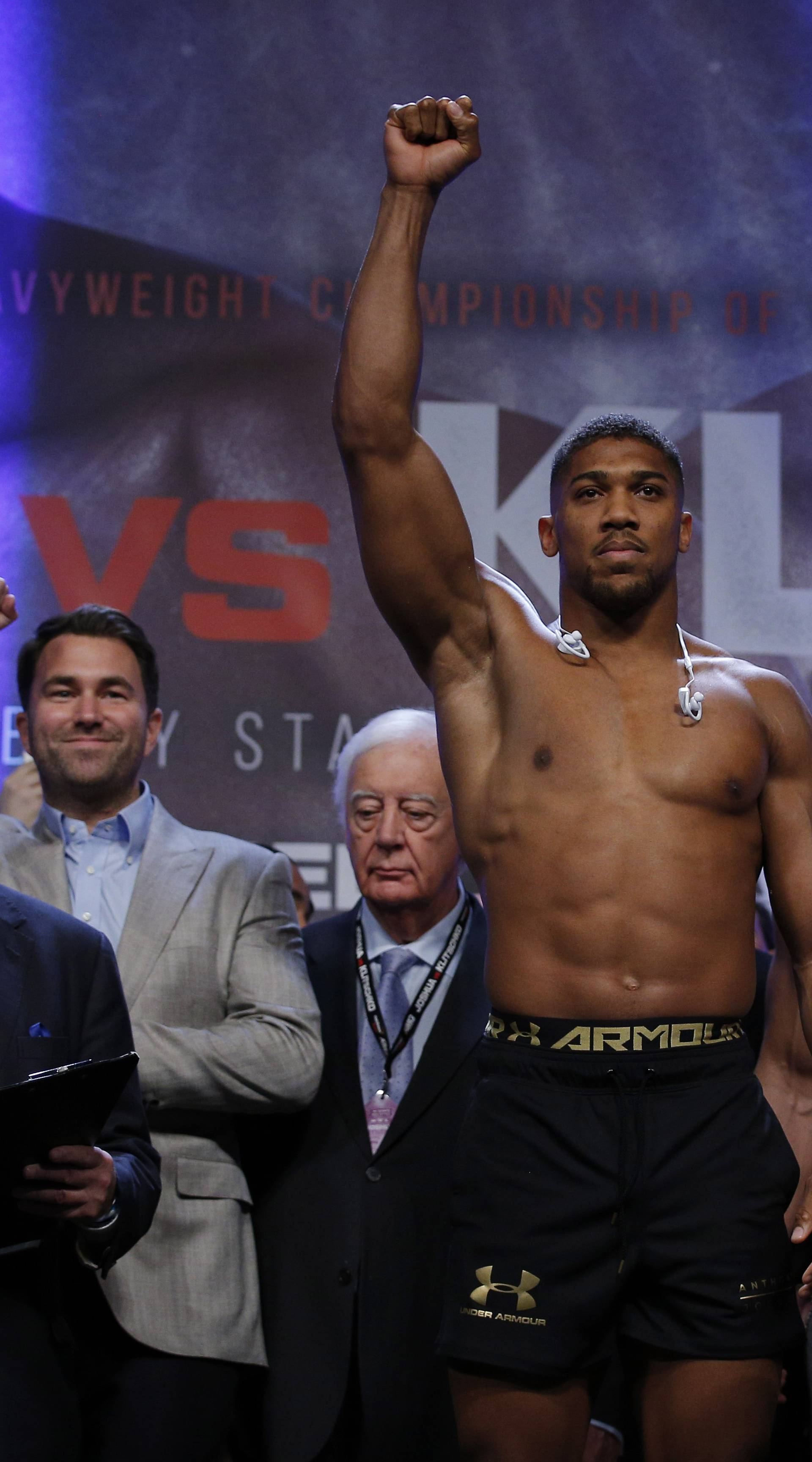 Anthony Joshua during the weigh-in