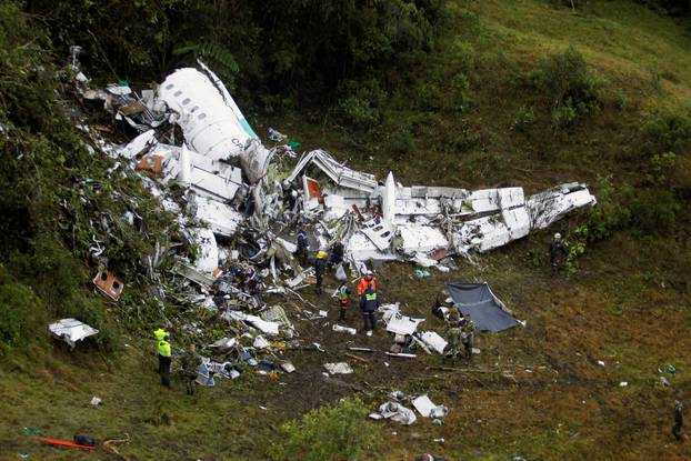 Wreckage from a plane that crashed into Colombian jungle with Brazilian soccer team Chapecoense, is seen near Medellin