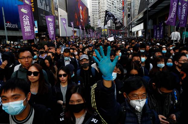 Protesters march for human rights in Hong Kong