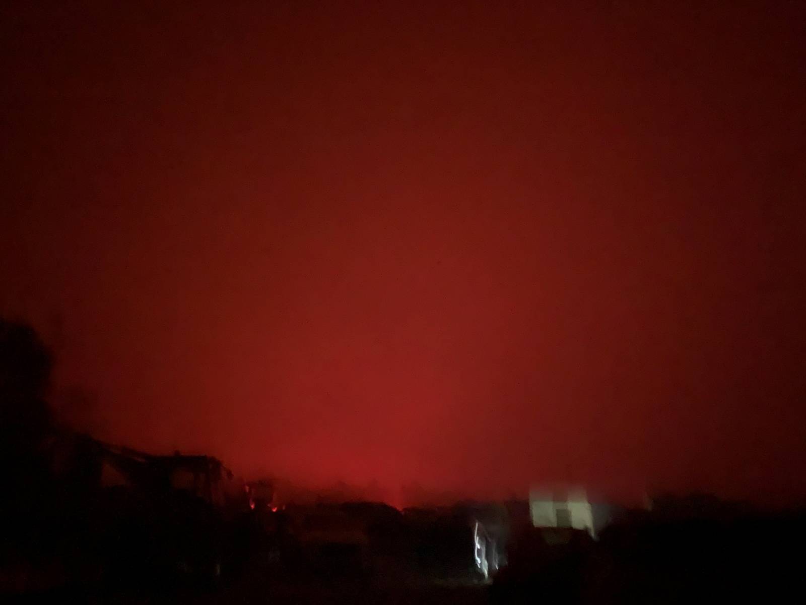 The sky glows red as bushfires continue to rage in Mallacoota, Victoria, Australia