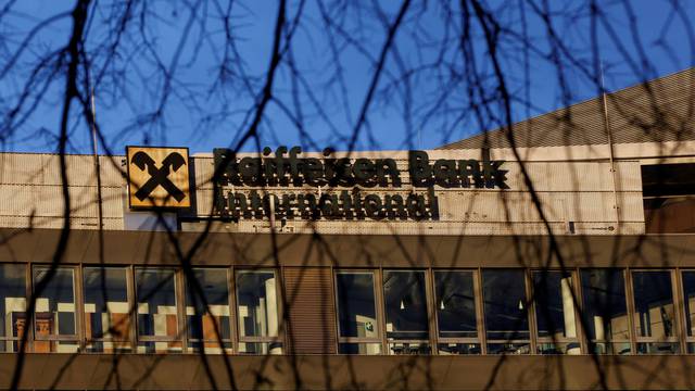 FILE PHOTO: The logo of Raiffeisen Bank International (RBI) is seen at its headquarters in Vienna