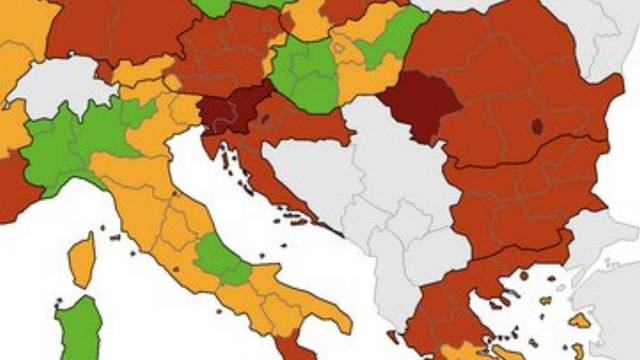 Nova korona karta: Hrvatska u crvenom, a Zagreb je još gori