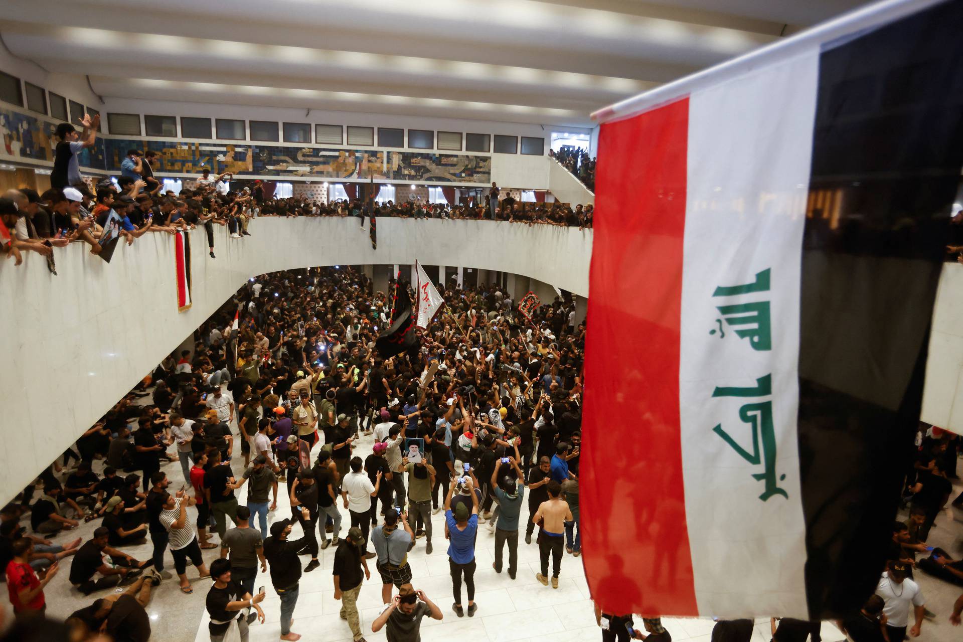 Supporters of Iraqi Shi'ite cleric Moqtada al-Sadr protest against corruption, in Baghdad