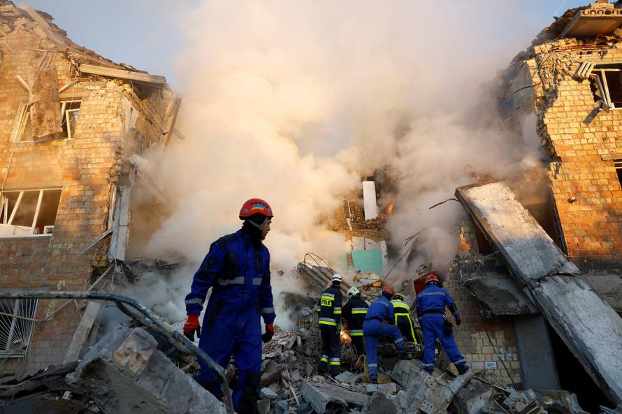 Aftermath of a Russian missile and drone attack in Kyiv