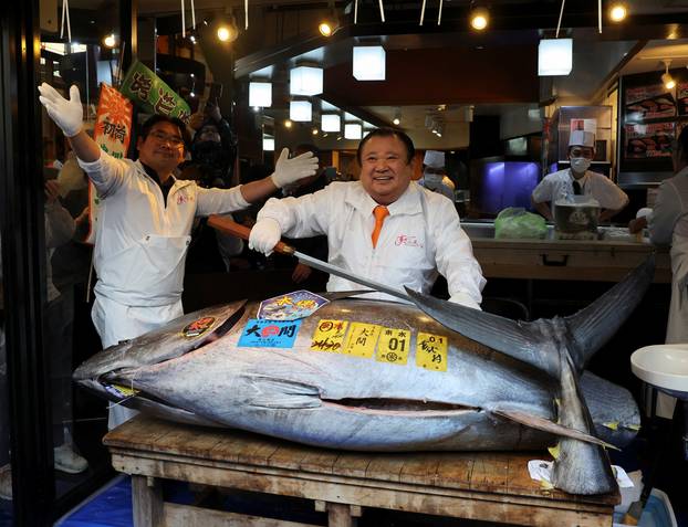 243-kilogram bluefin tuna auctioned for a record 510 million yen ($3.24 million) in Tokyo