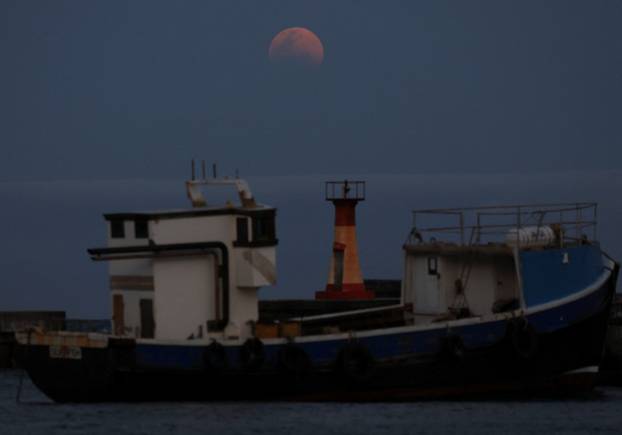 A "Blood Moon" on the night of a total lunar eclipse in Cape Town