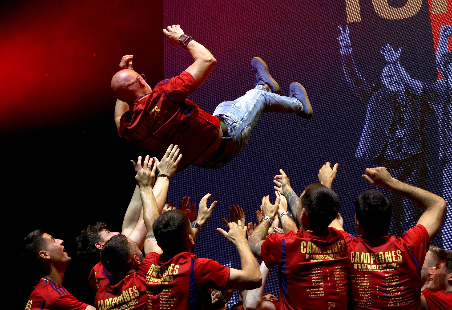 UEFA Nations League - Spain celebrate winning the UEFA Nations League