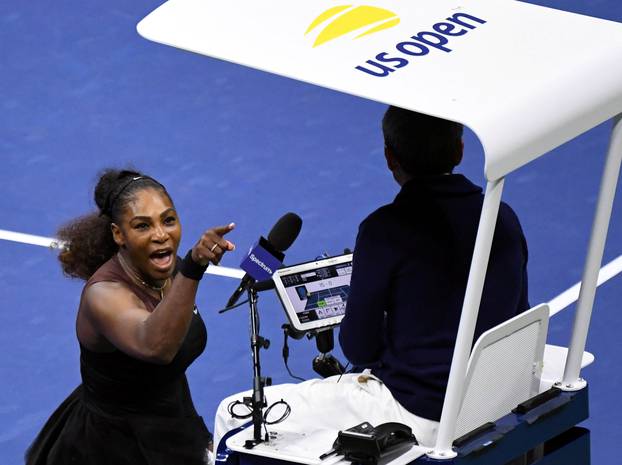 FILE PHOTO: Serena Williams of the United States yells at chair umpire Carlos Ramos on day thirteen of the 2018 U.S. Open tennis tournament in New York