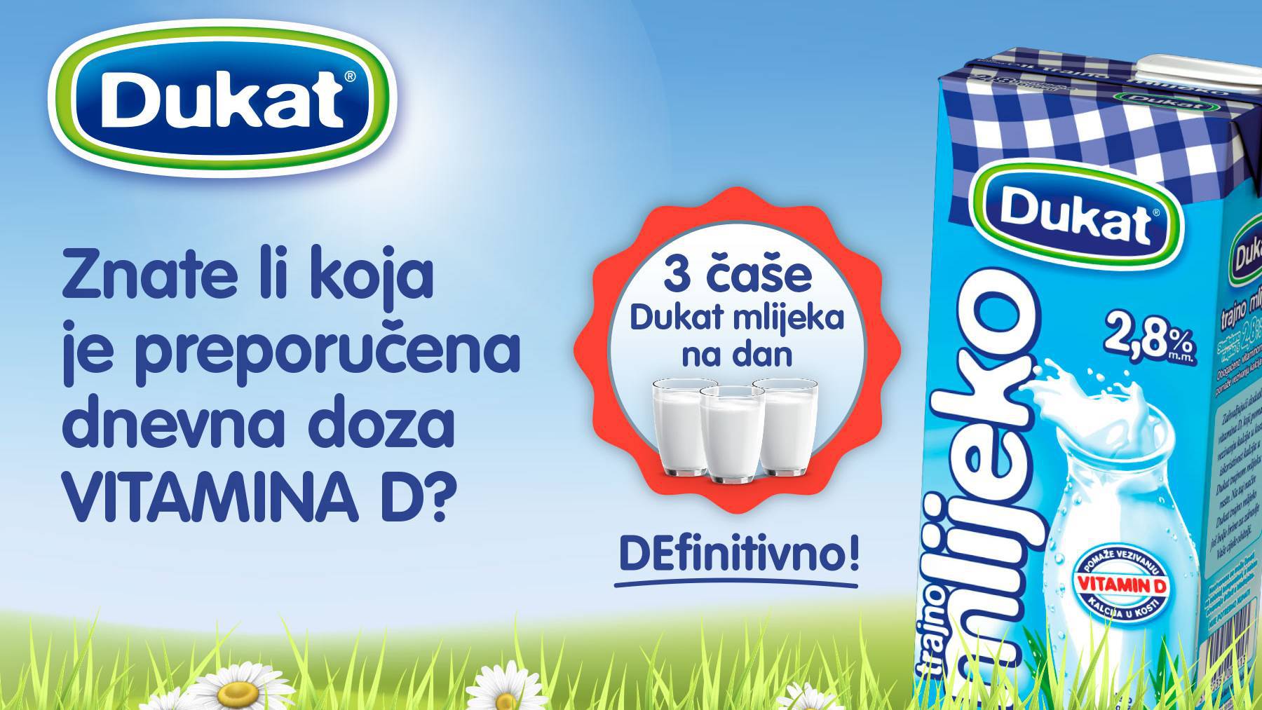 Tri čaše Dukat mlijeka – dovoljno vitamina D za cijeli dan