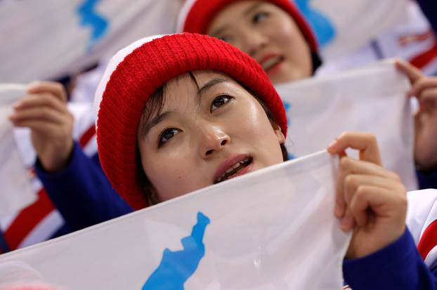 FILE PHOTO: North Korean cheerleaders attend the Czech Republic Vs. South Korea game