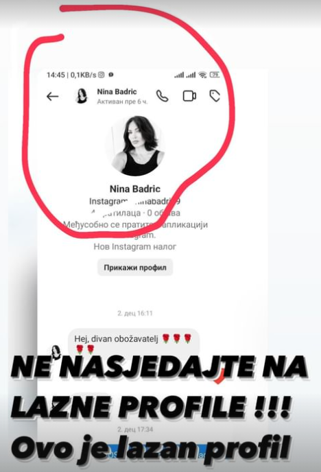 Nina Badrić se požalila na lažni profil: 'Ne nasjedajte na ovo!'