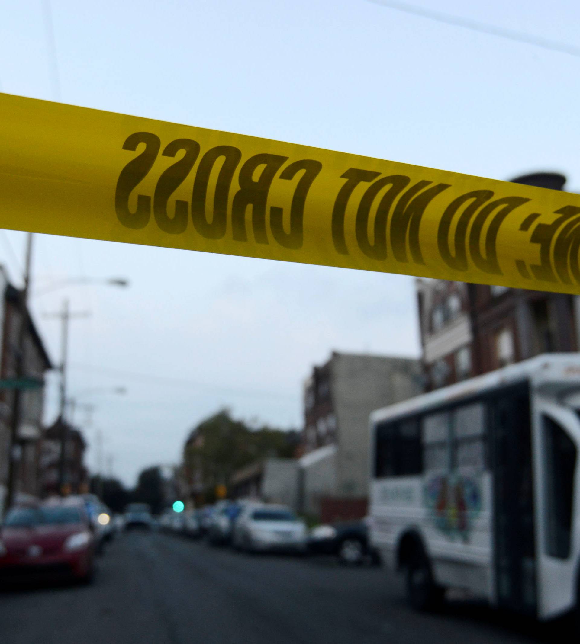 Police tape is seen during an active shooter situation in Philadelphia