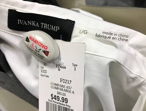 An Ivanka Trump-branded blouse is seen for sale at off-price retailer Winners in Toronto