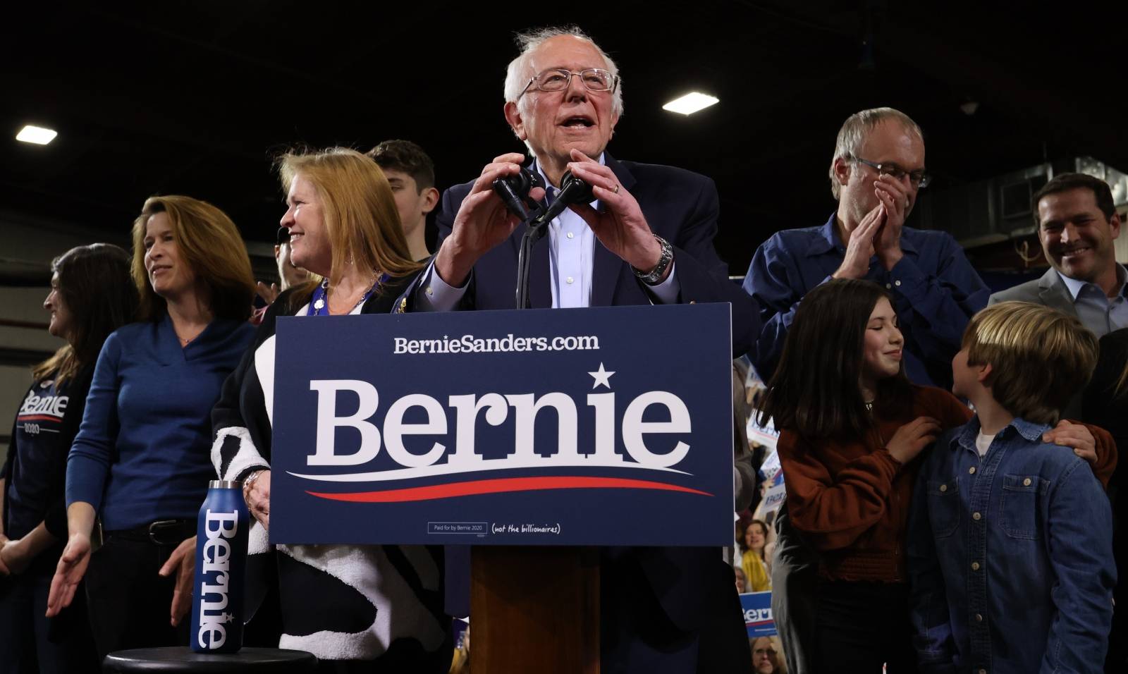 Democratic U.S. presidential candidate Senator Bernie Sanders arrives at his Super Tuesday rally in Essex Junction