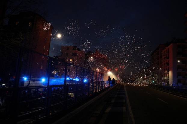 Demonstrators protest the 2026 Winter Olympics in Milan