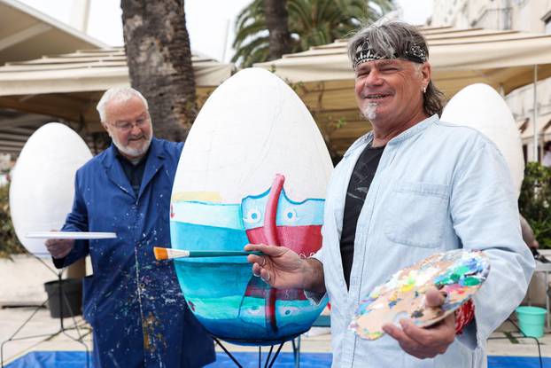 Split: Oslikavanje pisanica na Rivi u organizaciji braniteljske slikarske udruge BLU