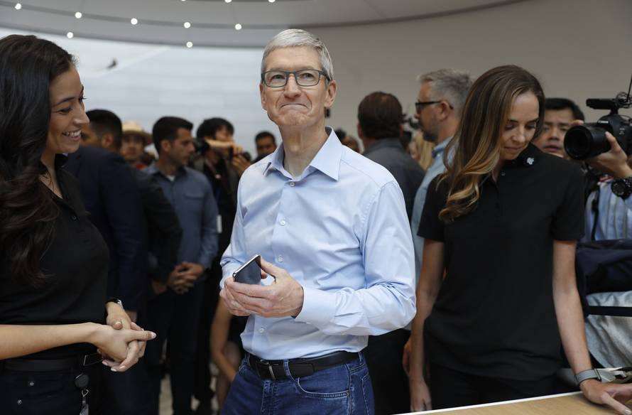 Apple's Tim Cook after product launch event in Cupertino